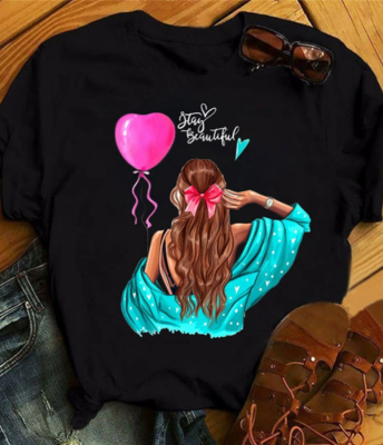 Girls Printed Fashion O-Neck T-Shirt