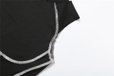 Fashion Sleeveless Design Contrast Color Line Tight Jumpsuit