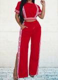 Fashionable Trendy Button Casual Wide-Leg Trousers Two-Piece Suit For Women