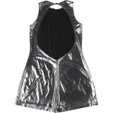 Fashion Sleeveless Pullover Solid Color Shiny Tight Hip-hugging Jumpsuit Shorts