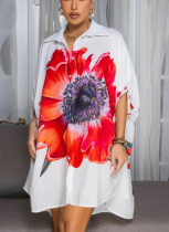 Casual Fashion Printed Shirt Cardigan Short Dress