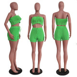 Summer Casual Knitted Tube Top Shorts Two-piece Set