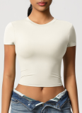 Casual Tight Quick-Drying Pilates Top Yoga Wear Short-Sleeved Running Fitness Sports T-Shirt