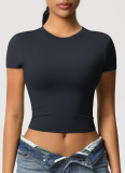 Casual Tight Quick-Drying Pilates Top Yoga Wear Short-Sleeved Running Fitness Sports T-Shirt