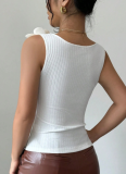 New Fashion Casual Three-Dimensional Flower Decoration Knitted Sleeveless Top