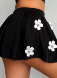 Women'S White 3D Flower Elastic Skirt