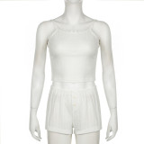 Summer Jacquard Ladies Suspender Shorts Home Two-piece Set