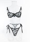 Embroidered Heart Shaped Bra Set Two Piece Set Sexy Hollow Dating Party Underwear