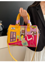 Personalized PU Embroidery Women'S Zipper Bag