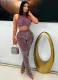 Fashionable Round Neck Sexy Sleeveless Top With Slim Pencil Pants Two-Piece Suit