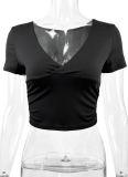 Summer Sexy Slim Fit V-Neck Short-Sleeved Tops For Hot Girls