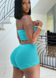 Summer Casual Knitted Tube Top Shorts Two-piece Set