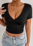 Summer Sexy Slim Fit V-Neck Short-Sleeved Tops For Hot Girls