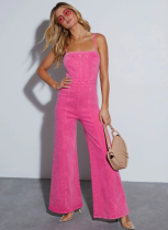 Suspender Temperament Washed Slightly Flared Denim Jumpsuit Women
