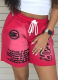 Rose Red Letter Print Loose Casual Shorts