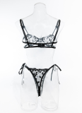 Embroidered Heart Shaped Bra Set Two Piece Set Sexy Hollow Dating Party Underwear