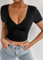Summer Sexy Slim Fit V-Neck Short-Sleeved Tops For Hot Girls