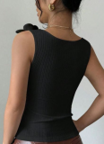 New Fashion Casual Three-Dimensional Flower Decoration Knitted Sleeveless Top