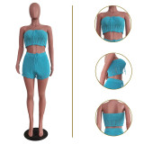 Summer Casual Knitted Tube Top Shorts Two-piece Set