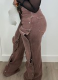 New Fashion Women's Button Denim Loose Pants
