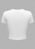 Letter Printed Women'S Round Neck T-Shirt Tops