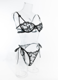 Embroidered Heart Shaped Bra Set Two Piece Set Sexy Hollow Dating Party Underwear
