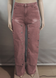 New Fashion Women's Button Denim Loose Pants