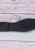 Rhinestone Flower Flat Flip Flops For Women To Wear As Outerwear, Transparent PVC Square Toe Sandals