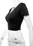 Summer Sexy Slim Fit V-Neck Short-Sleeved Tops For Hot Girls