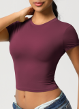Casual Tight Quick-Drying Pilates Top Yoga Wear Short-Sleeved Running Fitness Sports T-Shirt