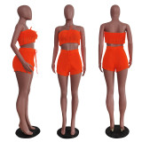 Summer Casual Knitted Tube Top Shorts Two-piece Set