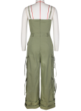 Sexy Tube Top Multi-Pocket Workwear Wide-Leg Jumpsuit For Women