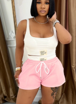 Solid Color Fashion Casual Sports Vest Shorts Two-piece Set