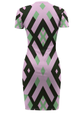 Casual Printed Short Sleeve Round Neck Irregular Dress