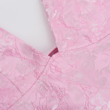 Sexy Sleeveless Halter Neck Jacquard V-neck Jacquard Bow Dress