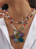 Dopamine Flower Bohemian Beaded Necklace High-End Accessories Clavicle Chain