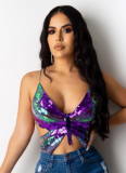 Sexy Suspenders Butterfly Sequined Small Vest Wholesale