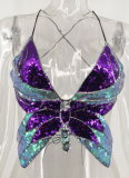 Sexy Suspenders Butterfly Sequined Small Vest Wholesale