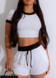 Summer Sports Knitted Short T Shorts Two-Piece Suit For Women