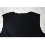 Fashion Women's Sleeveless Solid Color Ruffled Short Skirt Two-piece Suit