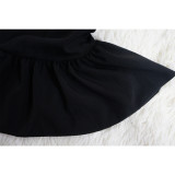 Fashion Women's Sleeveless Solid Color Ruffled Short Skirt Two-piece Suit