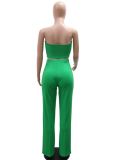 Tube Top Short Top With Solid Color Wide Leg Pants Two-Piece Set