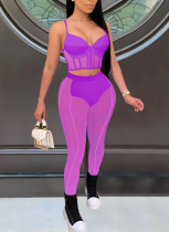 Sexy Mesh Splicing Bra And Pants Two-Piece Set