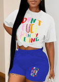 Round Neck Letter Printed Casual T-Shirt Shorts Two-Piece Set Wholesale