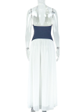 Pleated Slim Fit Sexy Deep V Neck Backless Maxi Dress Wholesale