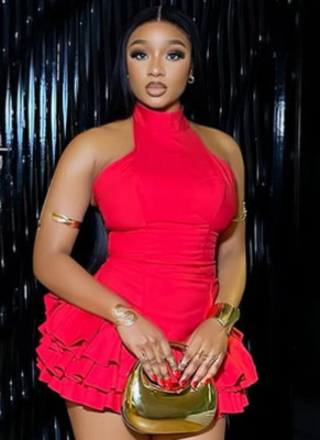 Fashion Fluffy Pleated Stand Collar Sleeveless Cake Dress Wholesale