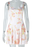 Sexy Sweet Women'S Clothing Suspenders Backless Printed A-Line Skirt Wholesale
