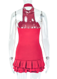 Fashion Fluffy Pleated Stand Collar Sleeveless Cake Dress Wholesale