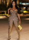 Fashion Sleeveless Suspender Slim Leopard Print Hip-Wrapped Jumpsuit Wholesale