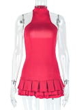 Fashion Fluffy Pleated Stand Collar Sleeveless Cake Dress Wholesale